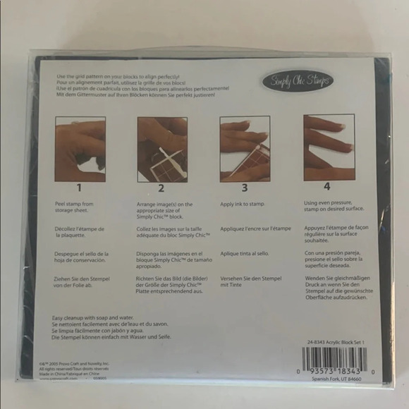 NIB Provo Craft for Simply Chic Stamps 4 Acrylic Block Set 1 Clear Lined 24-8343 - Picture 2 of 4
